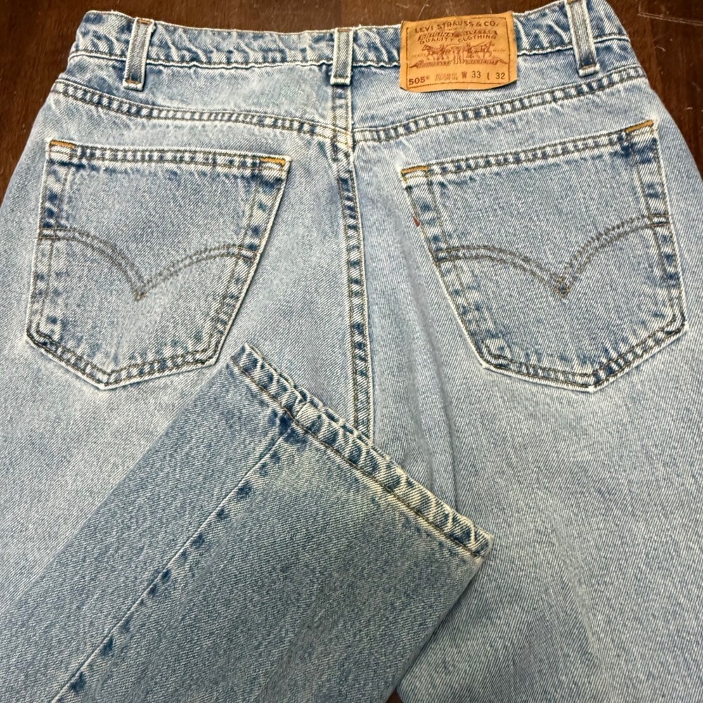Vtg Levi's 505 USA 90s Regular Straight Faded Jeans Mens Fits 32x32 Light Wash